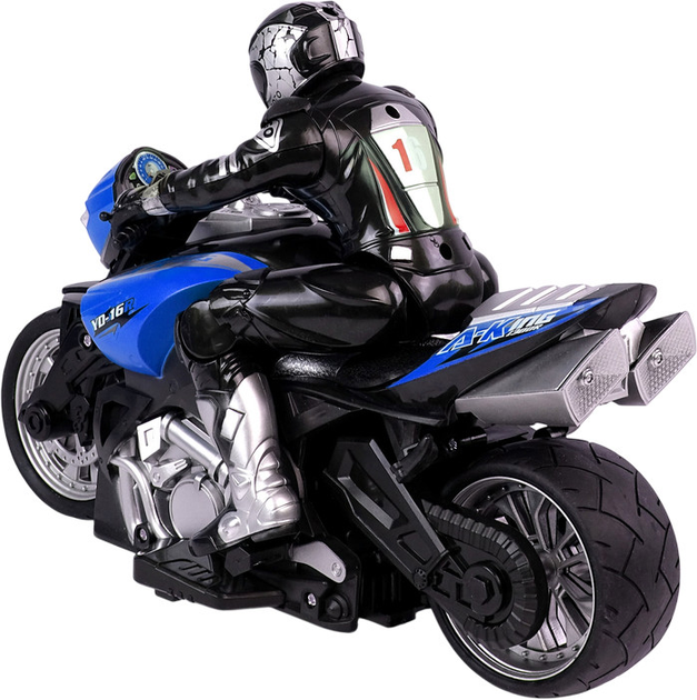 Motocykl zdalnie sterowany Lean Toys Sportowy 2.4G 1:10 czarno-niebieski (10232) (5904665991046) - obraz 4