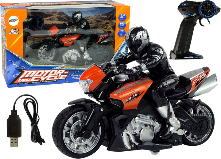 Motocykl zdalnie sterowany Lean Toys Sportowy 2.4G 1:10 Pomarańczowy (10233) (5904665991053) - obraz 2