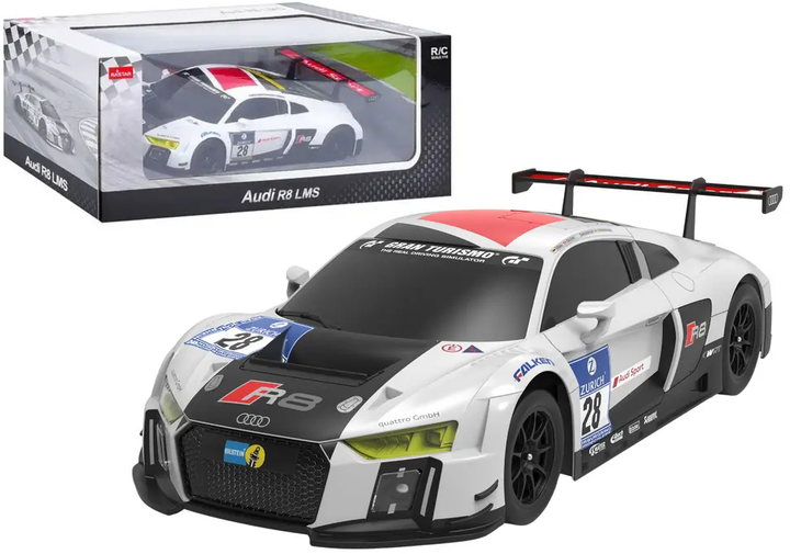 Auto zdalnie sterowane Rastar Audi R8 LMS 1:24 Biało-czarne (20606) (5905991028925) - obraz 2