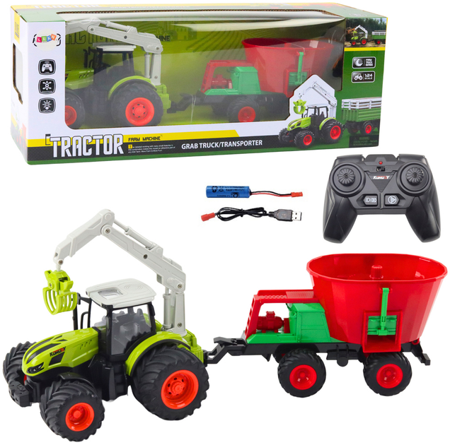 Traktor rolniczy zdalnie sterowany Lean Toys z siewnikiem i chwytakiem obrotowym 2.4G (21206) (5905991037019) - obraz 2