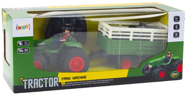 Traktor rolniczy zdalnie sterowany Lean Toy z przyczepą 2.4G (21208) (5905991037033) - obraz 1