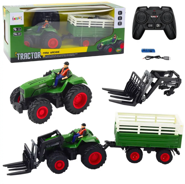 Traktor rolniczy zdalnie sterowany Lean Toy z przyczepą 2.4G (21208) (5905991037033) - obraz 2