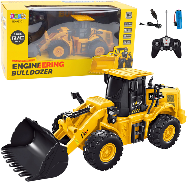 Buldożer zdalnie sterowany Lean Toys 2.4G 9CH Żółty (22694) (5905991050438) - obraz 2