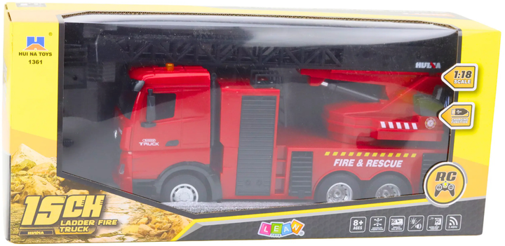 Wóz strażacki zdalnie sterowany Huina Toys z wysuwaną drabiną 1:18 Czerwony (22740) (5905991050896) - obraz 1