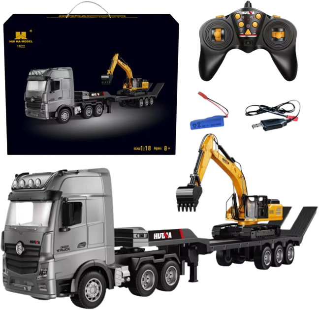 Вантажний автомобіль на радіокеруванні Huina Toys з причепом та екскаватором 1:18 (22746) (5905991050957) - зображення 2