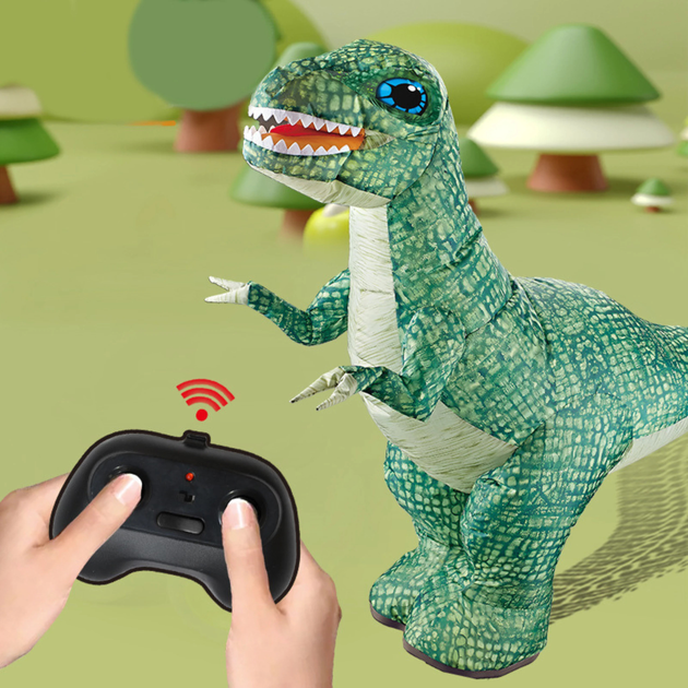 Надувний динозавр на радіокеруванні Lean Toys Dinosaur World Зелений 130x190 см (24392) (5905991055204) - зображення 4