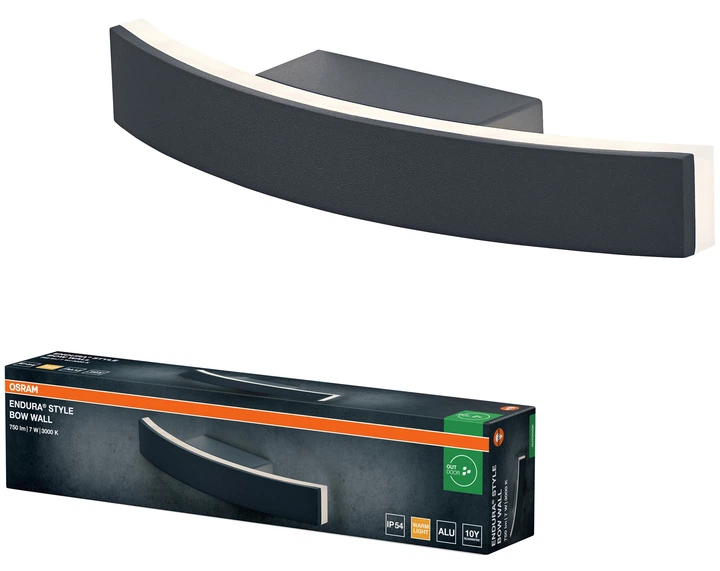 Фасадний світильник OSRAM Endura BOW WALL 7W 3000K IP54 - Фото 2 Фасадний світильник OSRAM Endura BOW WALL 7W 3000K IP54 - зображення 2