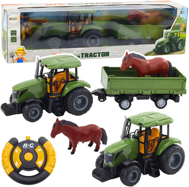 Трактор на радіокеруванні Lean Toys з причепом та конем (25000) (5905991060505) - зображення 2