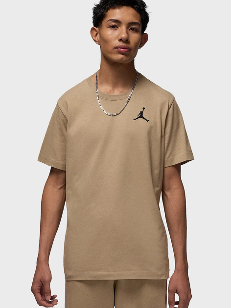 Футболка бавовняна довга чоловіча Nike M J Jumpman Emb SS Crew DC7485-257 M Бежева (197602817089) - зображення 1