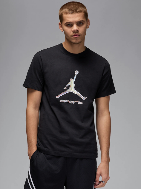 Футболка бавовняна довга чоловіча Nike M J Sprt Df Gfx SS Crew HQ7984-010 M Чорна (197859005307) - зображення 1