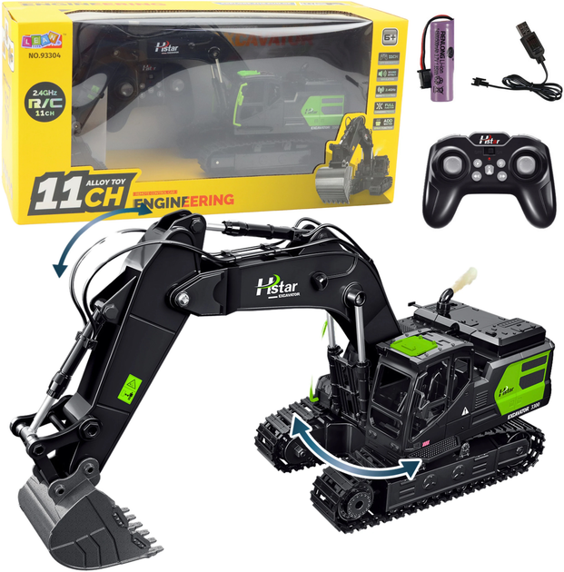 Гусеничний екскаватор на радіокеруванні Lean Toys 2.4G 11CH Чорний (22900) (5905991052494) - зображення 2