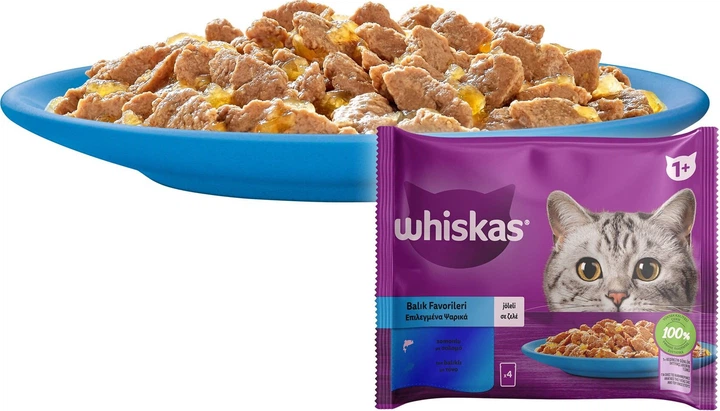 Промо набор Упаковка влажного корма для кошек Whiskas тунец, лосось в желе 13 х (4 х 85 г) (8410136026102) - Фото 3 Промо набор Упаковка влажного корма для кошек Whiskas тунец, лосось в желе 13 х (4 х 85 г) (8410136026102) - изображение 3