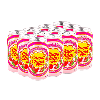 Набір Напій 12шт Chupa Chups Strawberry & Cream Flavour 345ml - Фото 1 Набір Напій 12шт Chupa Chups Strawberry & Cream Flavour 345ml - зображення 1