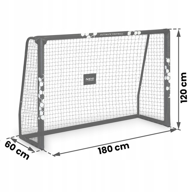 Bramka do piłki nożnej Neo Sport Hexagon 180 x 120 x 60 cm NS-462 (5903890617707) - obraz 6