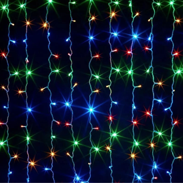 Гірлянда Штора від мережі 2х1, 5м, 320 LED, Водоспад, Різнокольоровий / Світлодіодна гірлянда на вікно - зображення 3