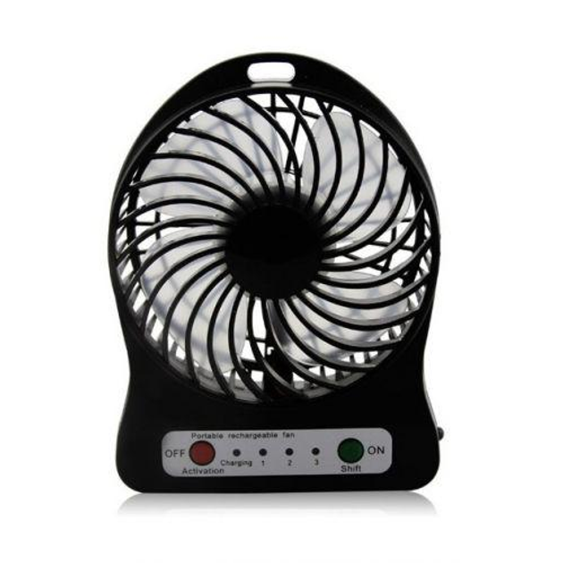 Вентилятор міні настільний з акумулятором та USB-зарядкою Mini Fan Чорний (2859) - зображення 3