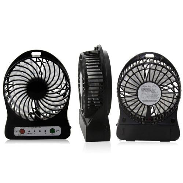 Вентилятор міні настільний з акумулятором та USB-зарядкою Mini Fan Чорний (2859) - зображення 5