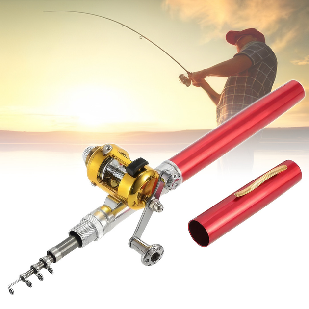 Мини-удочка телескопическая складная Fishing Rod In Pen Case 96 см Красный (2853) - Фото 6 Мини-удочка телескопическая складная Fishing Rod In Pen Case 96 см Красный (2853) - изображение 6