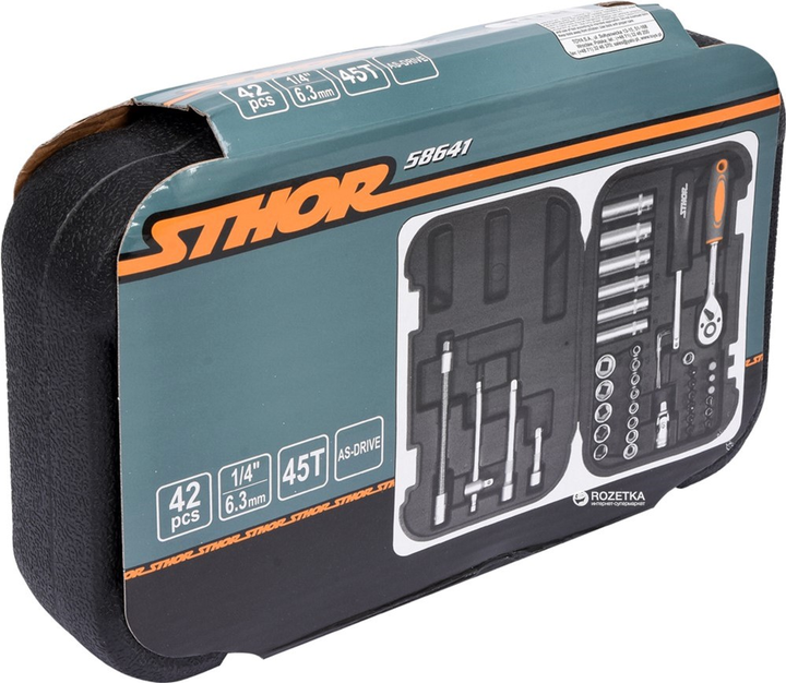 Zestaw nasadek STHOR 1/4" 42 elementy (58641) - obraz 3