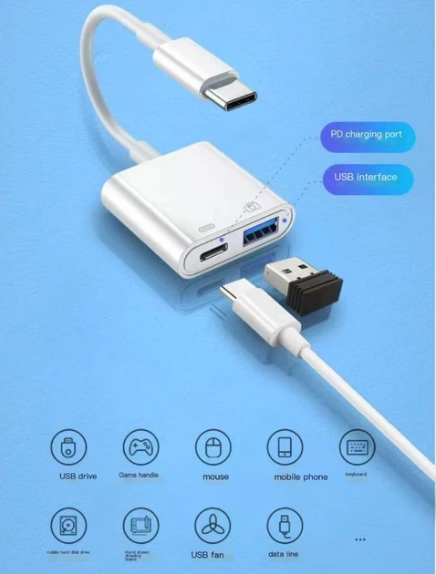Адаптер USB-C OTG, 2-в-1 Type-C на USB 3.0 с зарядкой PD, совместим с Android, iPhone . - Фото 8 Адаптер USB-C OTG, 2-в-1 Type-C на USB 3.0 с зарядкой PD, совместим с Android, iPhone . - изображение 8