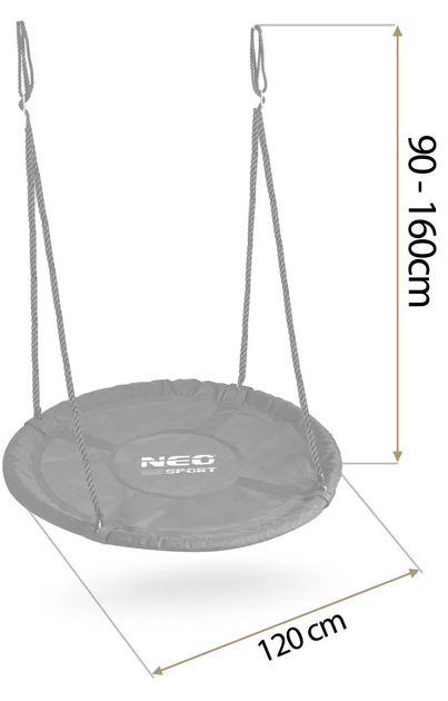 Садова гойдалка Neo-Sport Лелече гніздо NS-103 120 см Чорна (5903890627164) - зображення 3
