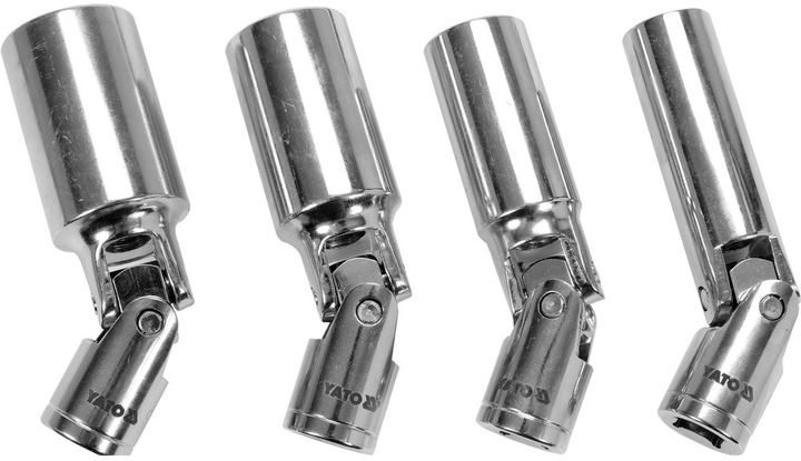 Nasadki do świec zapłonowych z przegubowym napędem YATO 3/8" M14, 16, 18, 21 mm 4 szt. (YT-38520) - obraz 2