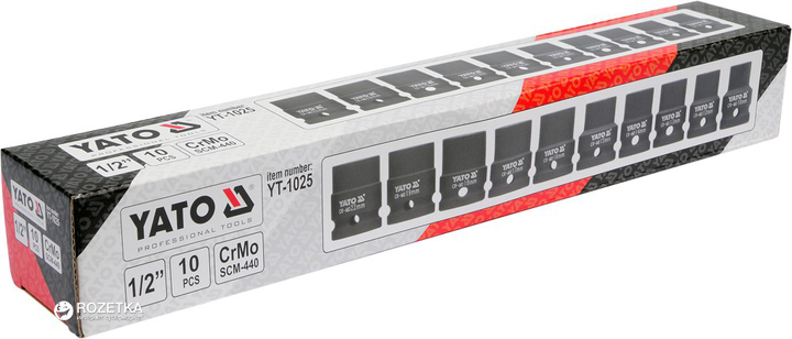 Zestaw nasadek udarowych YATO 1/2" 10-22 mm 10 szt. (YT-1025) - obraz 4