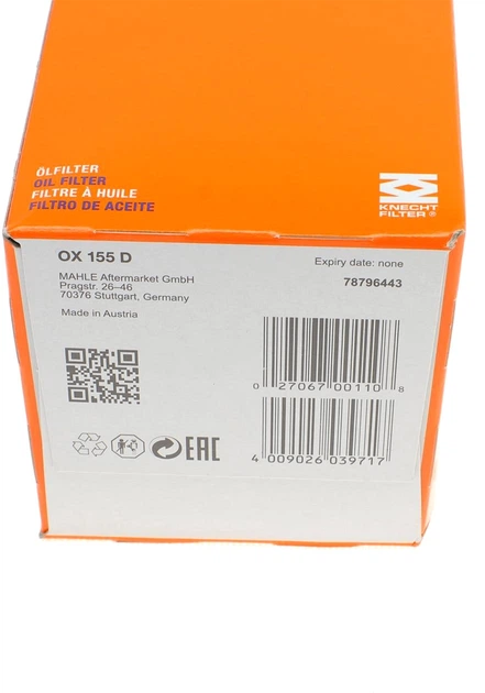Фильтр масляный Knecht/MAHLE MAN TGL 8.250-12.250 08-/TGM 08- (OX 155D) - изображение 2