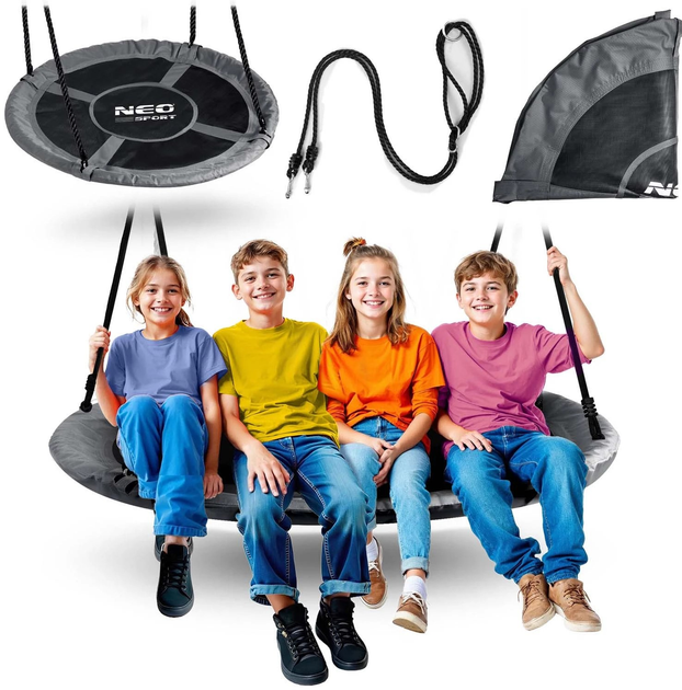 Huśtawka Neo-Sport Bocianie gniazdo Swingo 120 cm Szara (5903890627171) - obraz 5