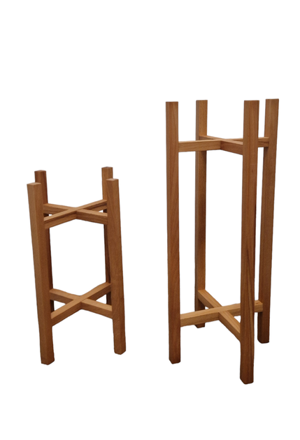 Підставки для вазонів дерев'яні WoodDecor комплект в натуральному кольорі покриті олією висока і низька - зображення 4
