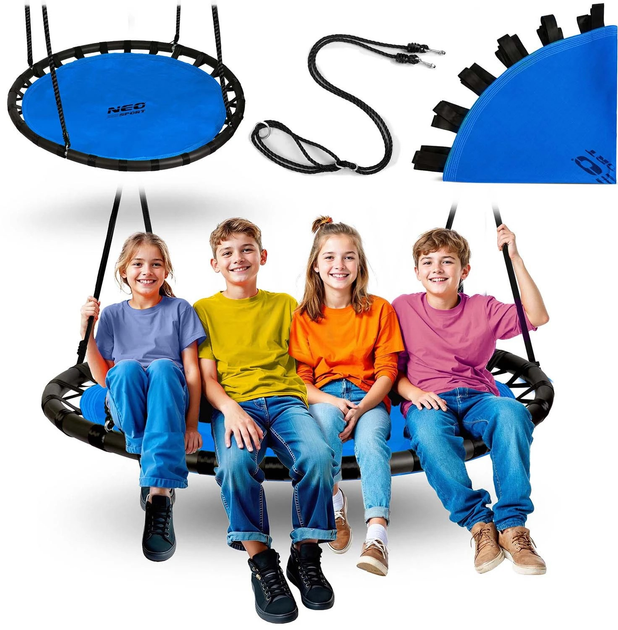 Huśtawka Neo-Sport Bocianie gniazdo Swingo 120 cm  Niebieska (5903890627102) - obraz 5