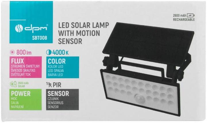Lampa solarna z czujnikiem ruchu DPM SBT008 800 lm 4000 K Black (5906881221938) - obraz 16