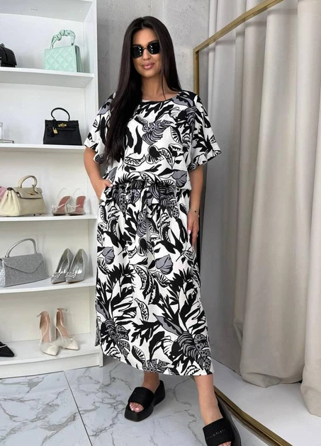 Женское летнее платье миди 5269664 4XL-5XL (62-64) Штапель - Фото 1 Женское летнее платье миди 5269664 4XL-5XL (62-64) Штапель - изображение 1