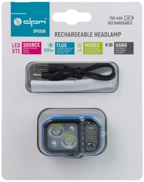 Lampa czołowa LED/XTE DPM SP0309 220 lm 750 mAh (5906881228890) - obraz 11
