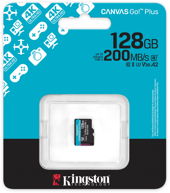 Карта пам'ятi Kingston microSDXC Canvas Go! Plus G4 128GB Class 10 UHS-I U3 V30 A2 (SDCG4/128GBSP) - зображення 3