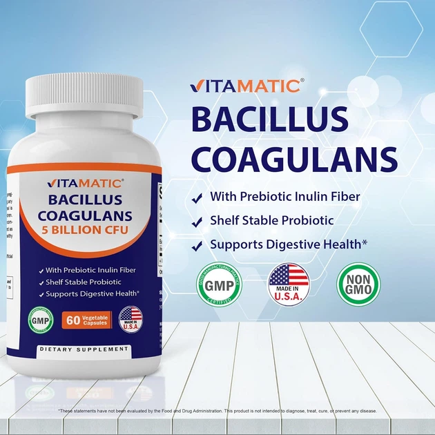 Добавка премиум-класса способствует пищеварительному здоровью Vitamatic Bacillus Coagulans 60 капсул - изображение 3