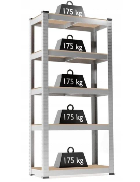 Полочный Стеллаж для Склада 180 х 90 х 30 см для Хранения Gardenline Черный Разборной с 5 Полками МДФ по 175 кг - изображение 3