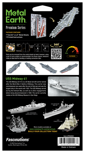 Металевий 3D конструктор "Американський авіаносець USS Midway" - Фото 8 Металевий 3D конструктор "Американський авіаносець USS Midway" - зображення 8