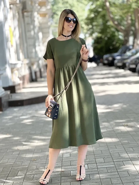 Літня сукня міді з креп-жатки 42-44. - зображення 2