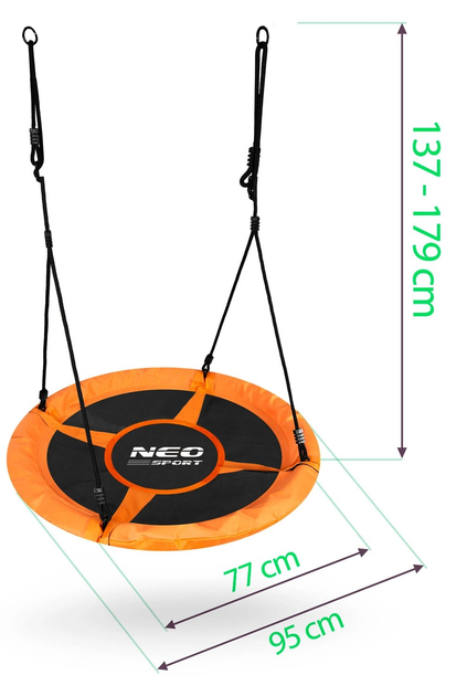Huśtawka Neo-Sport Bocianie gniazdo Swingo 95 cm XXL Pomarańczowa (5903890617622) - obraz 4