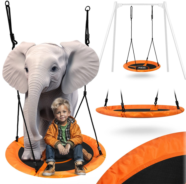Huśtawka Neo-Sport Bocianie gniazdo Swingo 95 cm XXL Pomarańczowa (5903890617622) - obraz 7