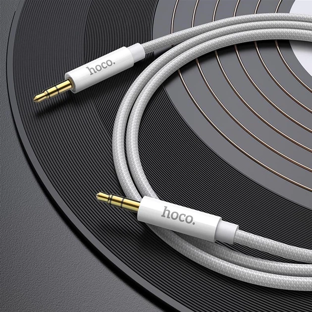 Аудиокабель Hoco UPA19 AUX audio cable (L=1M) Silver (6931474759870) - Фото 4 Аудиокабель Hoco UPA19 AUX audio cable (L=1M) Silver (6931474759870) - изображение 4