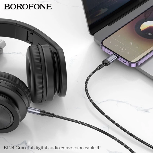 Аудиокабель Borofone BL24 Graceful digital audio conversion cable iP Metal Grey (6941991118975) - Фото 8 Аудиокабель Borofone BL24 Graceful digital audio conversion cable iP Metal Grey (6941991118975) - изображение 8