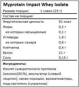 Протеин изолят MyProtein Impact Whey Isolate, 1000 г., Лохина - изображение 2