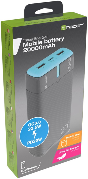 Powerbank Tracer EnerGen 20000mAh Grey/Blue (TRABAT47517) - obraz 7