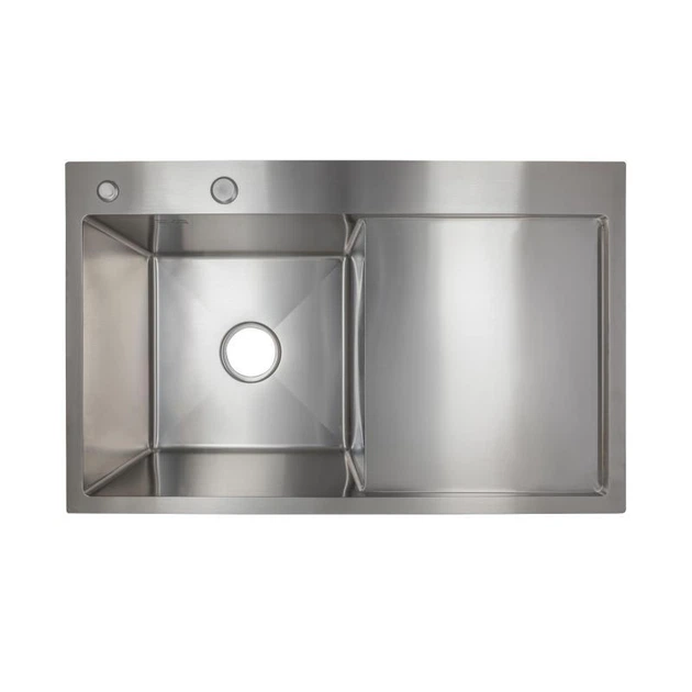 Мийка для кухні з неіржавкої сталі інтегрована Lidz Handmade H7849R Brushed Steel (3/1мм) - Фото 1 Мийка для кухні з неіржавкої сталі інтегрована Lidz Handmade H7849R Brushed Steel (3/1мм) - зображення 1