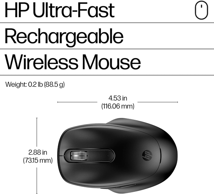 Mysz HP 510 Ultra-Fast Rechargeable Wireless Black (197961282542) - obraz 7