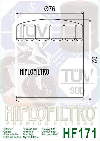 Фильтр масляный Hiflo Filtro HF171C (Harley Davidson, Buell) - изображение 2