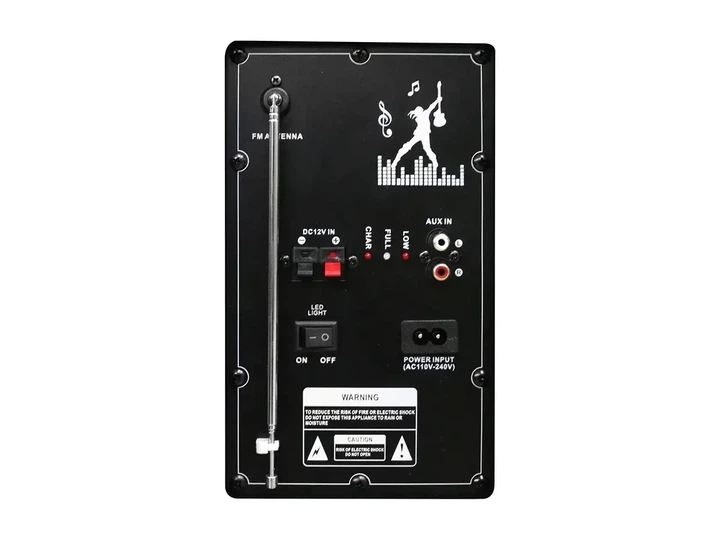 Акустическая переносная колонка ZXX-9292 60Вт 10" 72х43х34см TWS/FM/USB/TF/SD/BT/REC/EQ/LED/2MIC/ДУ 1шт - изображение 3