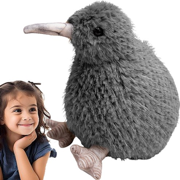 Maskotka-przytulanka Lean Toys Ptak Kiwi Szary 17 cm 13839 (5905991033301) - obraz 4